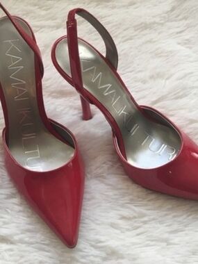 Kamalikulture Red Patent Leather Slingback Heels With Box